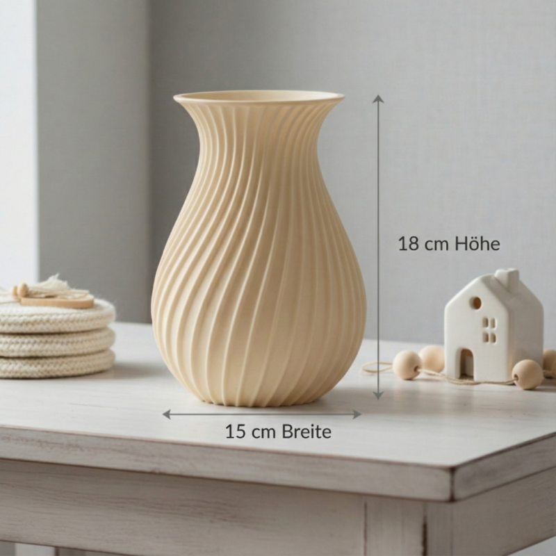 Maße der LYSA 18 cm beige nachhaltige Vase