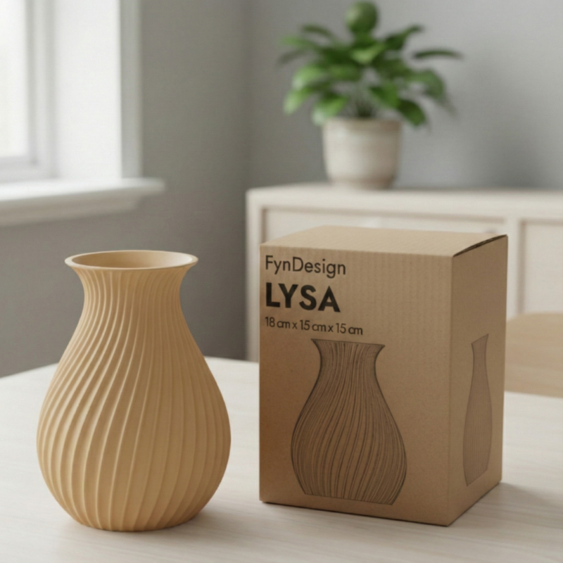 Nachhaltige Verpackung der LYSA Vase beige