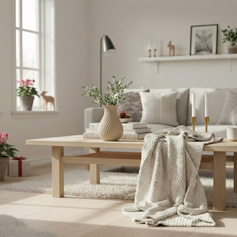 LYSA 18 cm beige im Wohnzimmer gestylt