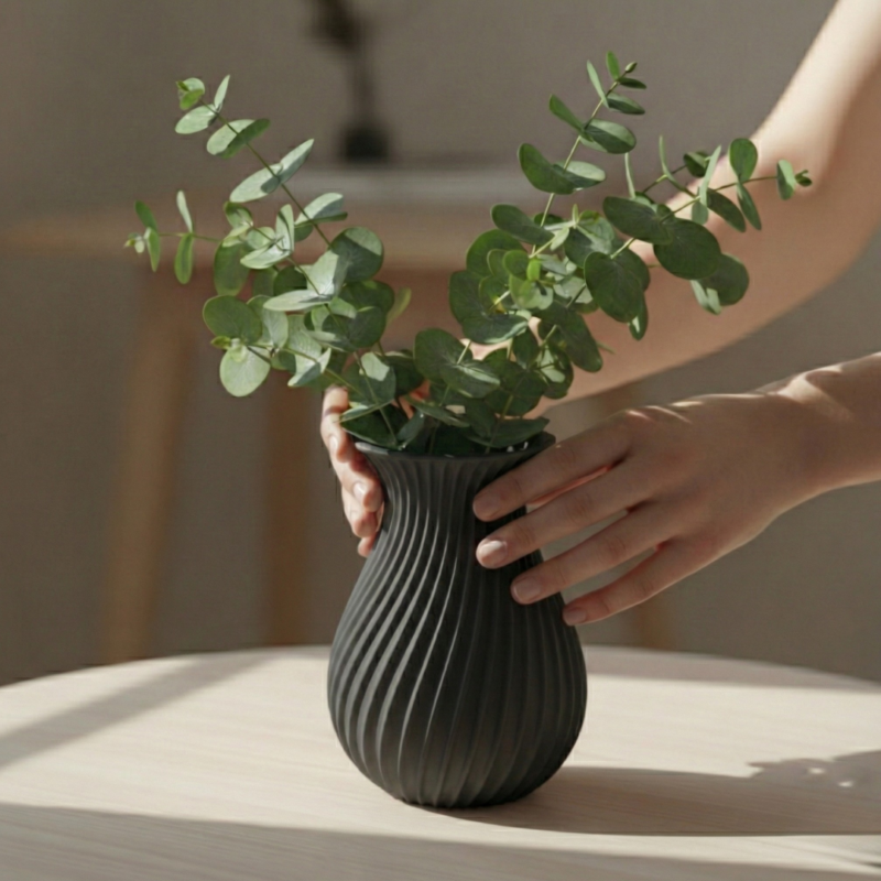 LYSA 18 cm schwarz als Deko im Wohnzimmer